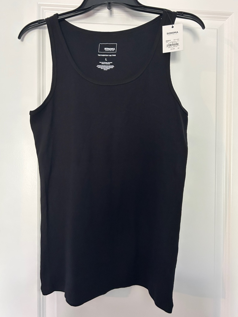 Sonoma Black Everyday Rib Tank Scoop Neck size L NWT